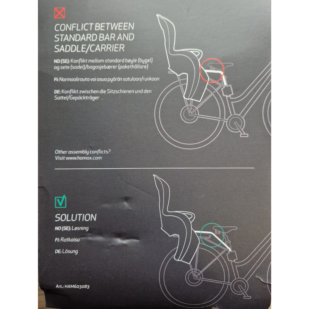 Hamax predĺžený držiak na cyklosedačku